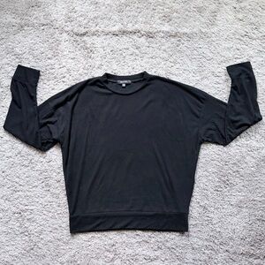 Black Long-Sleeve Ribbed Crewneck Top